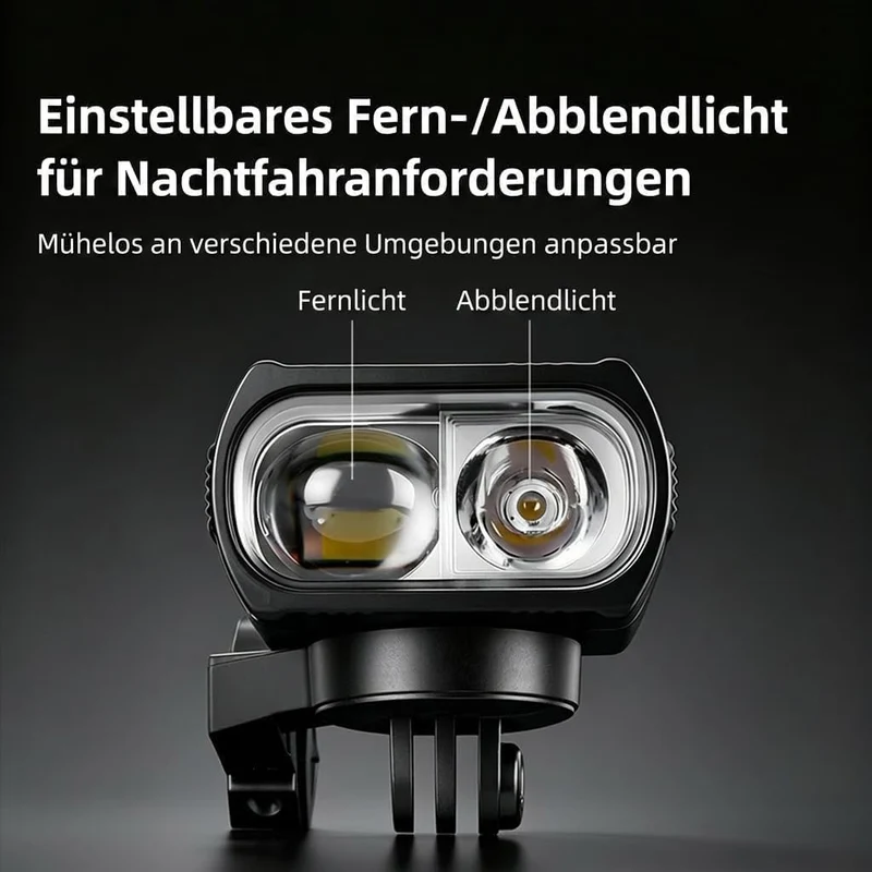 1200 Lumen Fahrradlicht vorne mit Halterung für GoPro/Fahrradcomputer, 3400mAh Akku Aufladbar Supear