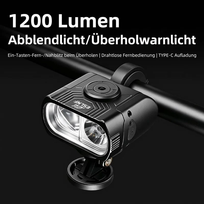 1200 Lumen Fahrradlicht vorne mit Halterung für GoPro/Fahrradcomputer, 3400mAh Akku Aufladbar Supear