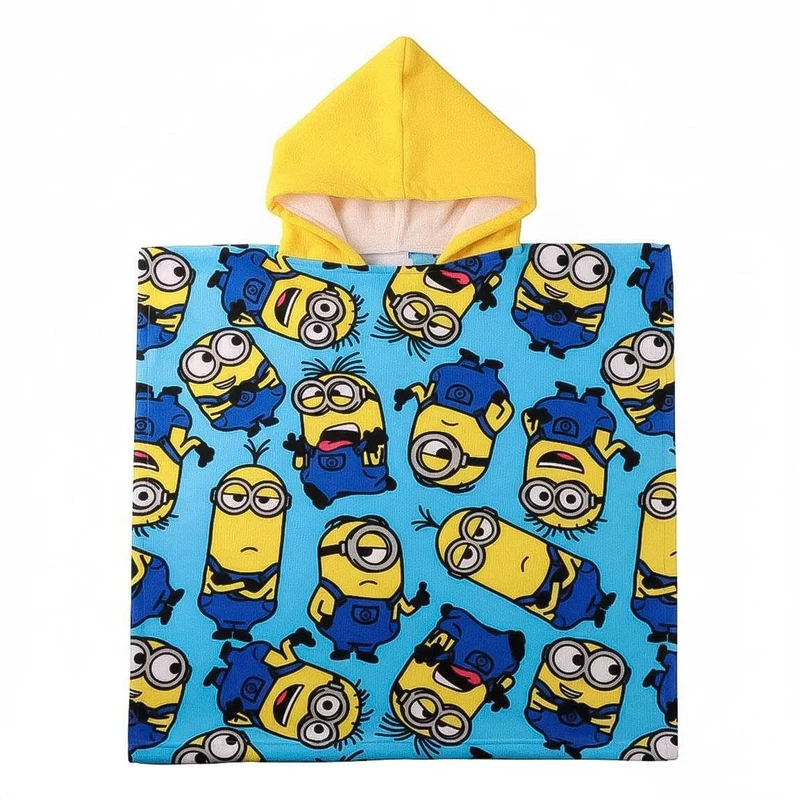 Minions Mikrofaser-Poncho für Kinder für Strand und Pool, aus Mikrofaser, für Jungen, Mädchen, mit K
