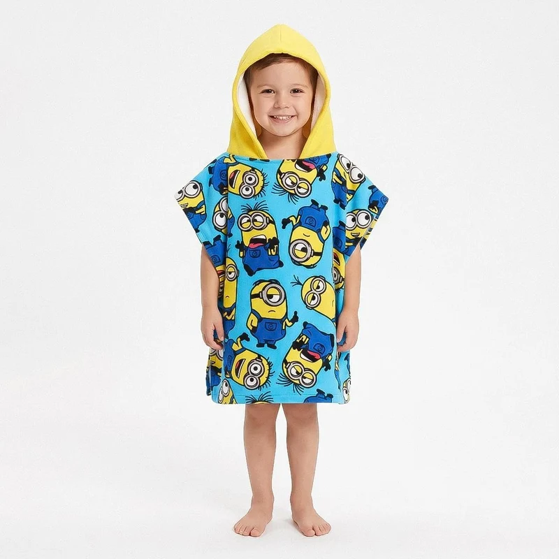 Minions Mikrofaser-Poncho für Kinder für Strand und Pool, aus Mikrofaser, für Jungen, Mädchen, mit K