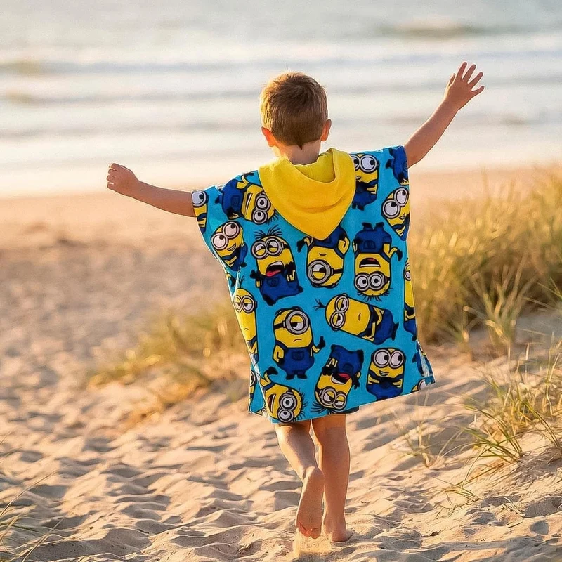 Minions Mikrofaser-Poncho für Kinder für Strand und Pool, aus Mikrofaser, für Jungen, Mädchen, mit K