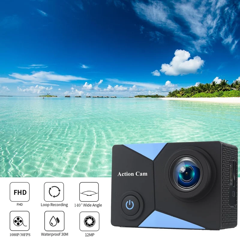 Action Cam 1080P mit WiFi 30M Unterwasserkamera Wasserdicht Ultra HD,Telecamera Moto,Action Camera C