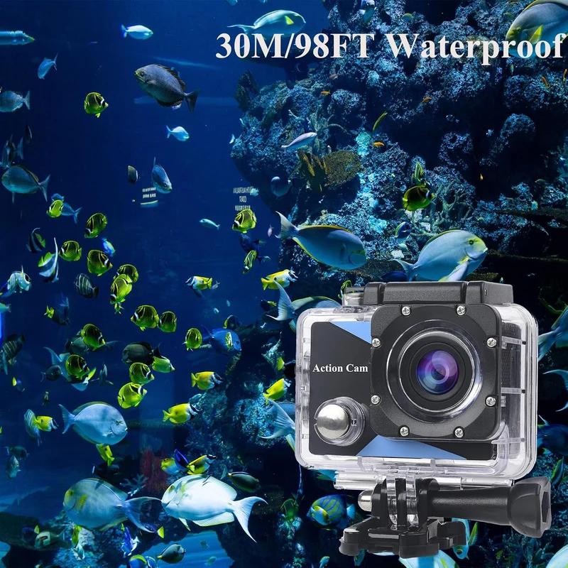 Action Cam 1080P mit WiFi 30M Unterwasserkamera Wasserdicht Ultra HD,Telecamera Moto,Action Camera C