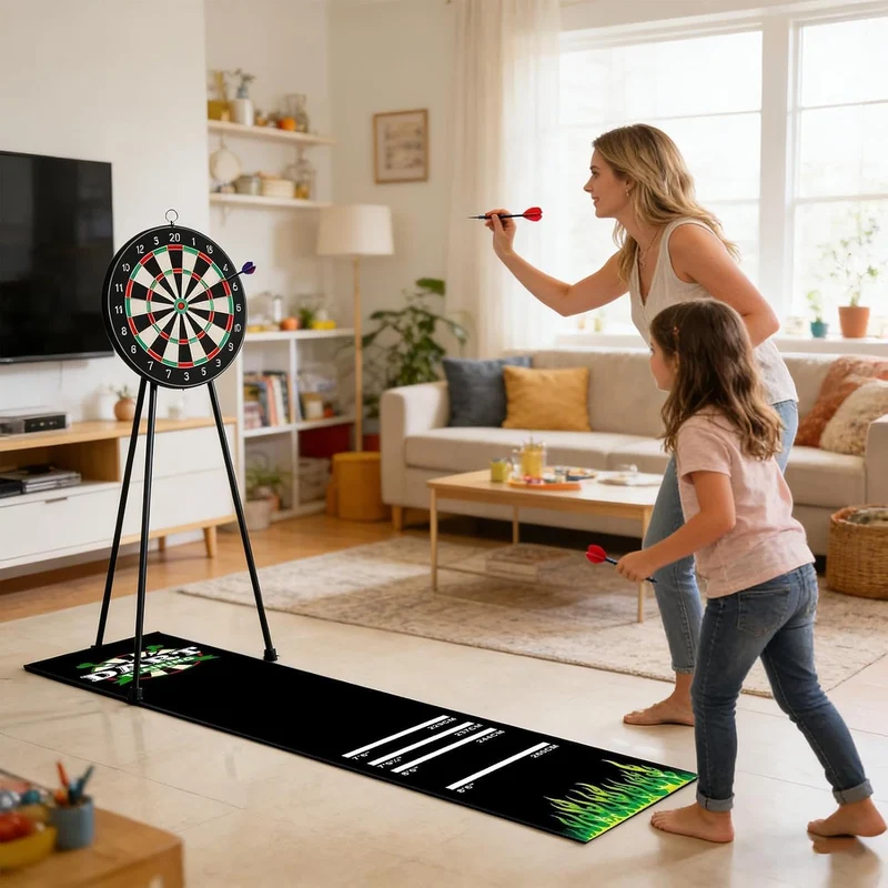 Generisch Darts Matte - rutschfeste Stossdämpfende Matte | mit 4 Wurfabständen 300x34 cm Dartteppich