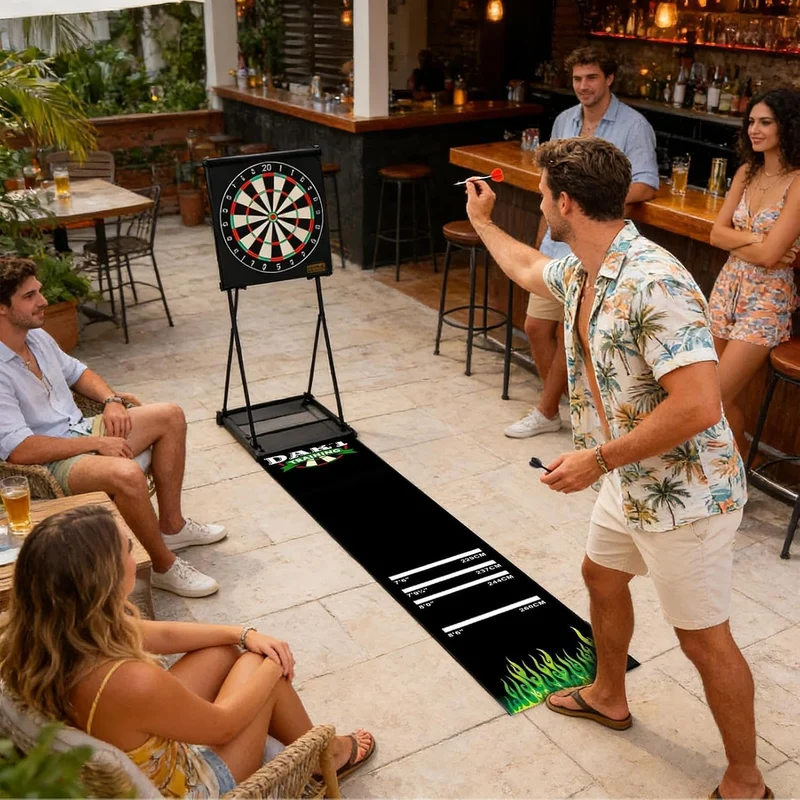 Generisch Darts Matte - rutschfeste Stossdämpfende Matte | mit 4 Wurfabständen 300x34 cm Dartteppich