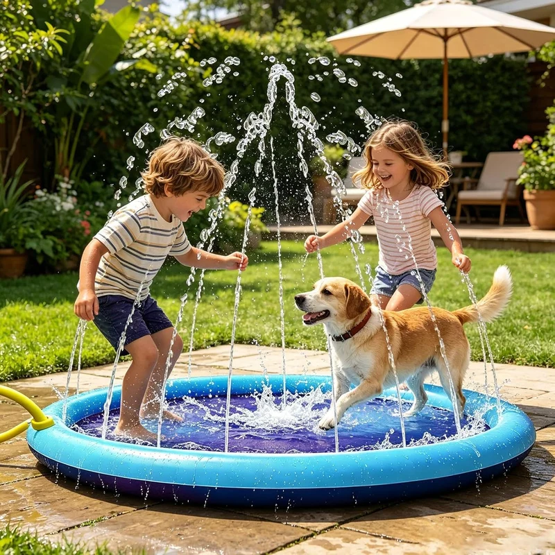 Sprinkler Pad 170 x 170 cm rutschfest Faltbar Spass | Hunde Wasserspielzeuge Sprinkler Matte Für Hau