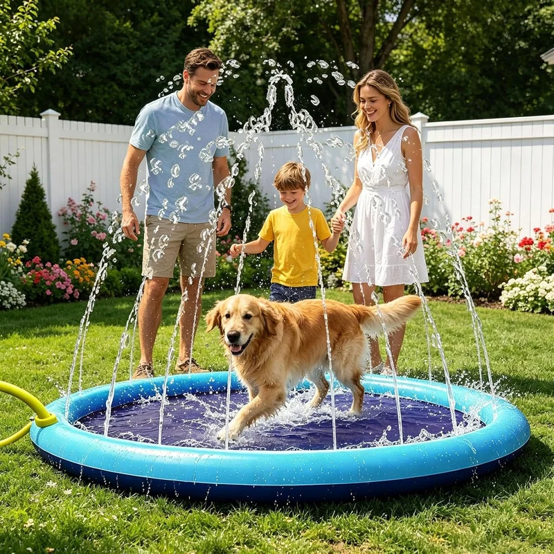 Sprinkler Pad 170 x 170 cm rutschfest Faltbar Spass | Hunde Wasserspielzeuge Sprinkler Matte Für Hau
