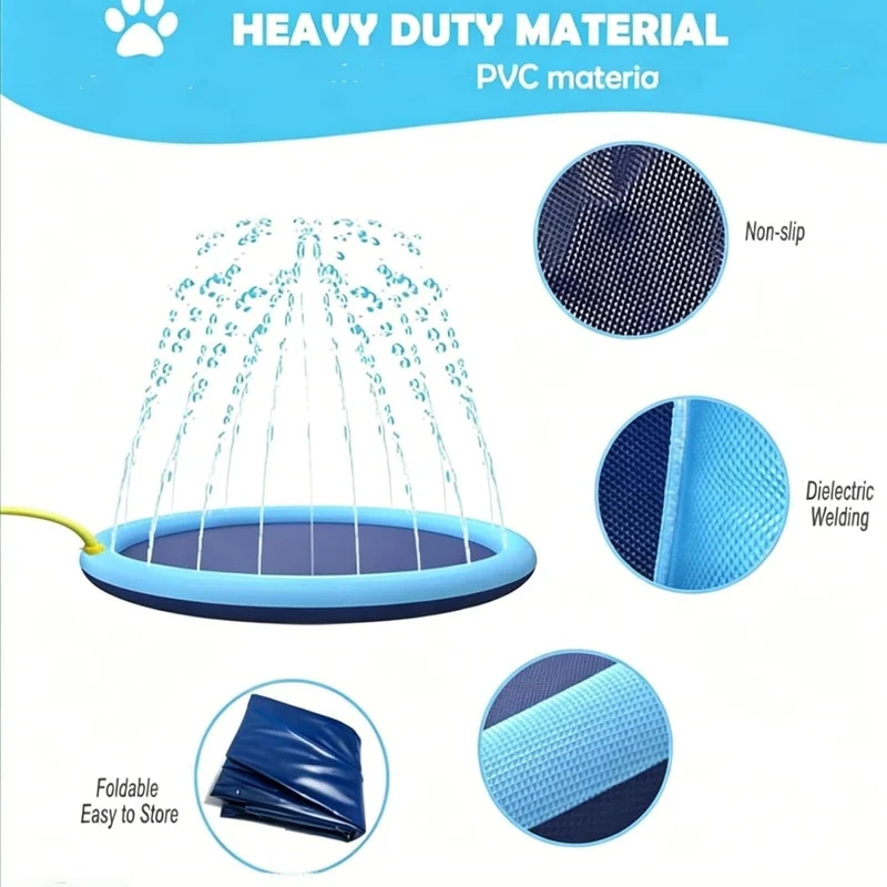 Sprinkler Pad 170 x 170 cm rutschfest Faltbar Spass | Hunde Wasserspielzeuge Sprinkler Matte Für Hau