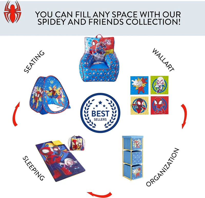 Idea Nuova Marvel Spidey and His Amazing Friends Set mit zwei geräumigen, faltbaren Aufbewahrungswür