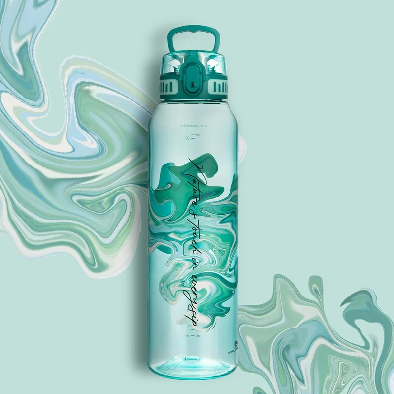 UZSPACE Trinkflasche Sport 1L, Tritan Bpa-Frei Trinkflasche Auslaufsicher mit Einhandbedienung, Kohl