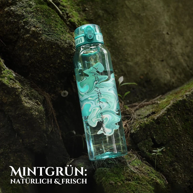 UZSPACE Trinkflasche Sport 1L, Tritan Bpa-Frei Trinkflasche Auslaufsicher mit Einhandbedienung, Kohl