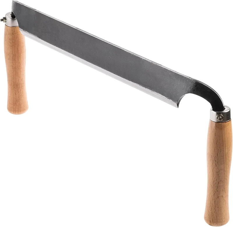 KADAX Zugmesser 280 mm für Holzbearbeitung, Ziehmesser mit gerader Klinge und zwei Holzgriffen, Rind