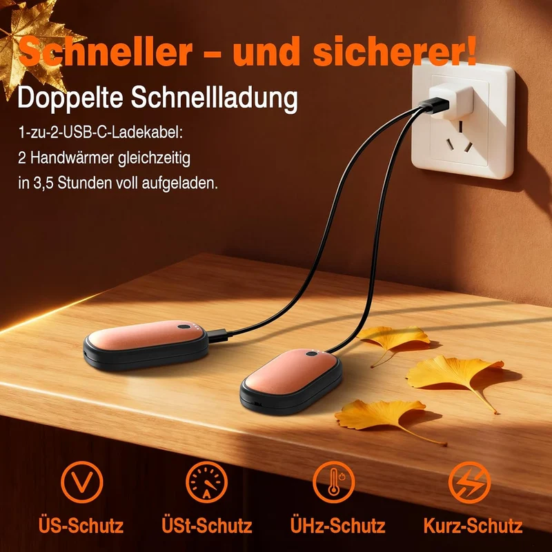 Elektrischer Handwärmer Split-Magnetic 2er-Pack, 5000mAh | 3s Schnell aufheizend, ultra-kompakt, wie