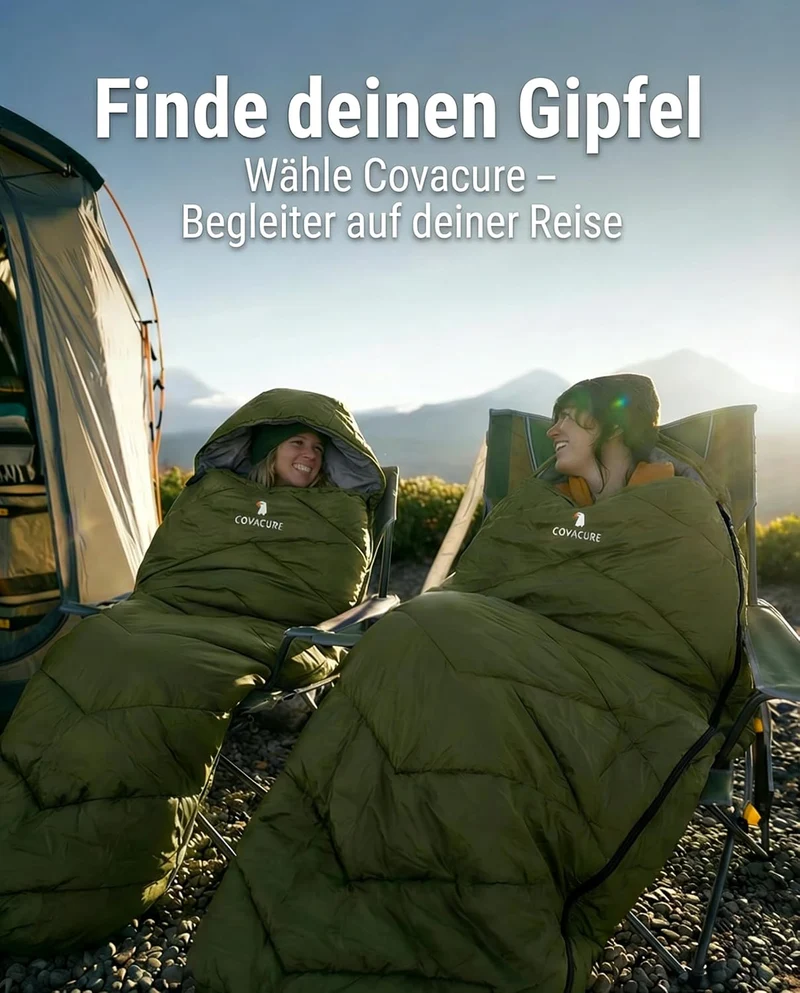 COVACURE Schlafsack Camping – Ultraleichter Sommerschlafsack und Deckenschlafsack, 3 Jahreszeiten Sl