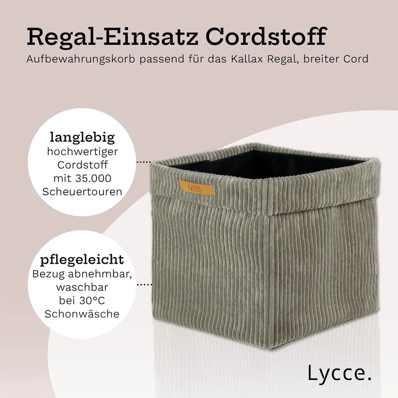 Lycce Kallax Box Cord, Faltbox + abnehmbarer Bezug | taupe Taupe 1 Stück, Taupe 1 Stück