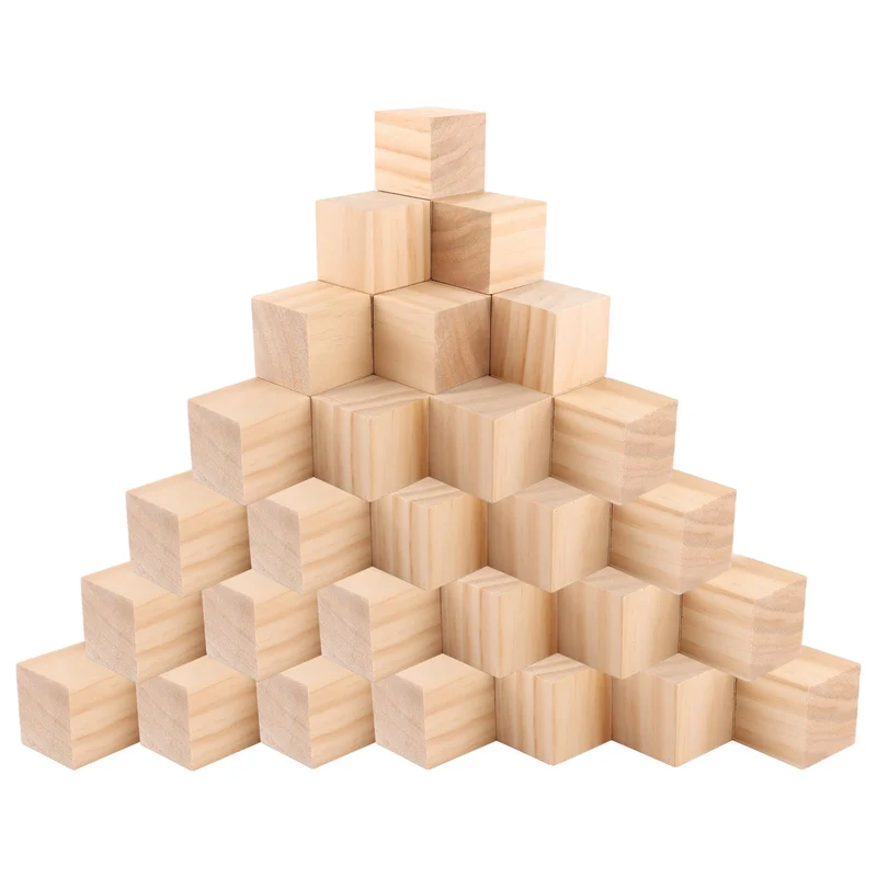 APACALI 30 Stück Holzwürfel 50x50x50mm, Natur Holzwürfel Blanko, Holzblöcke zum Basteln, Quadratisch