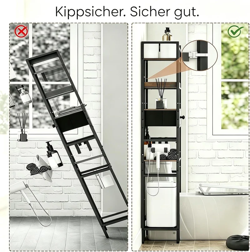 Wasserdicht Toilettenregal Höhenverstellbar Einfache Montage mit Körben Haken, Wc Regal über Toilett
