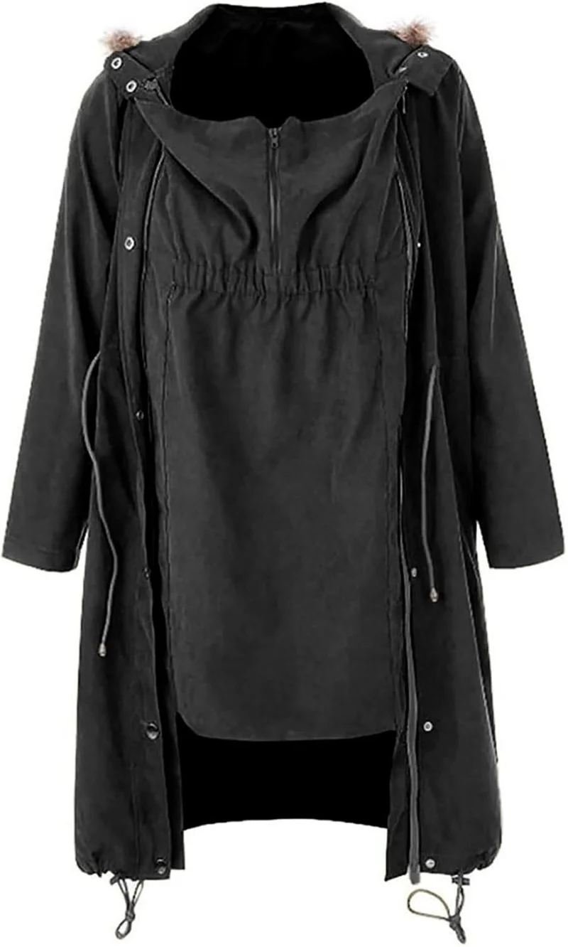 Umstandsjacke Winter Warm Baumwolljacke Mit Babyeinsatz Einstellbarer Kordelzug Tragejacke Vintage U