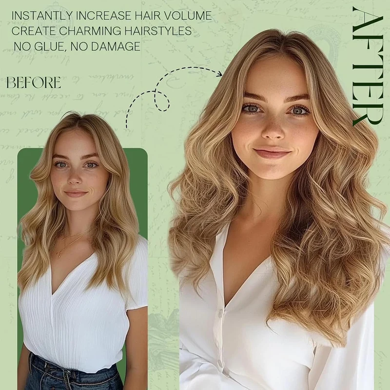 RUNATURE Clip in Extensions Echthaar Braun Hervorheben Blond Echthaar Extensions Clip 45cm Echte Haa