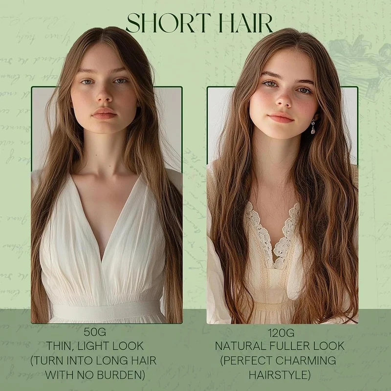 RUNATURE Clip in Extensions Echthaar Braun Hervorheben Blond Echthaar Extensions Clip 45cm Echte Haa