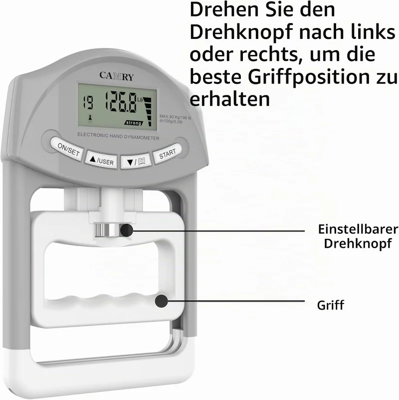 CAMRY Digitales Hand-Dynamometer, Griffstärke-Messgerät, automatische Erfassung der elektronischen H