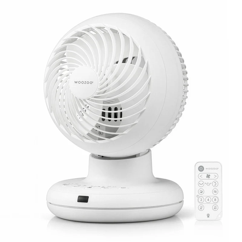 Iris Ohyama Woozoo Tischventilator, 30 m², Weiss, 3 Geschwindigkeiten, Fernbedienung, Leise, Multidi