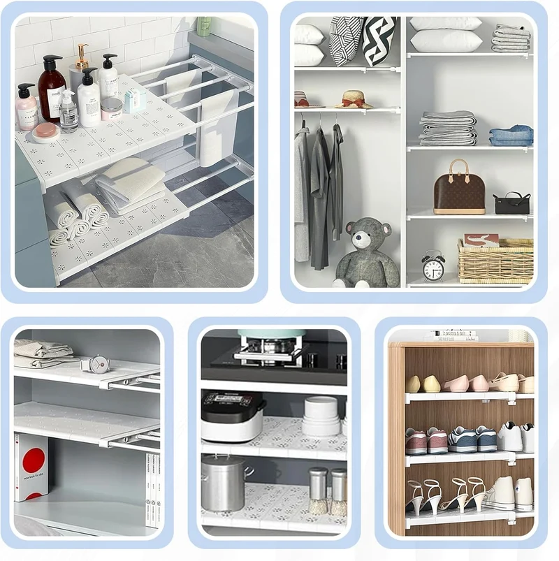 Verstellbare Einlegeböden Schrank - 24cm Weit, Verstellbare Länge 38-60cm - Erweiterbares Einlegeböd