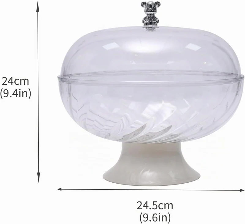 Obstschale mit Deckel und Abtropfeinsatz Transparent – Kunststoff Fruchtschale mit Fuss für Tischdek