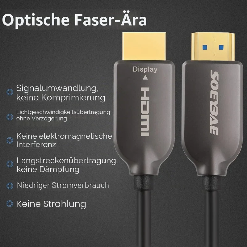 SOEYBAE 4K HDMI Glasfaserkabel 50M 4K@60Hz 18Gbps, Glasfaser HDMI 2.0b Kabel mit HDR10, HDCP 2.2 & 3