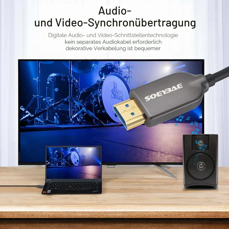 SOEYBAE 4K HDMI Glasfaserkabel 50M 4K@60Hz 18Gbps, Glasfaser HDMI 2.0b Kabel mit HDR10, HDCP 2.2 & 3
