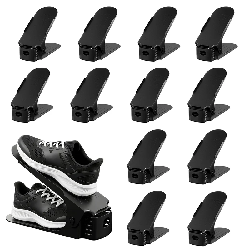 ACXIN Schuh Slots Schuhstapler Schuhhalter Set, Verstellbare Schuhregale aus Kunststoff, Platzsparen