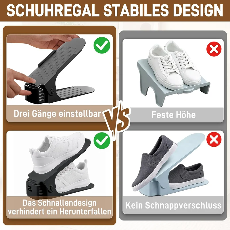 ACXIN Schuh Slots Schuhstapler Schuhhalter Set, Verstellbare Schuhregale aus Kunststoff, Platzsparen