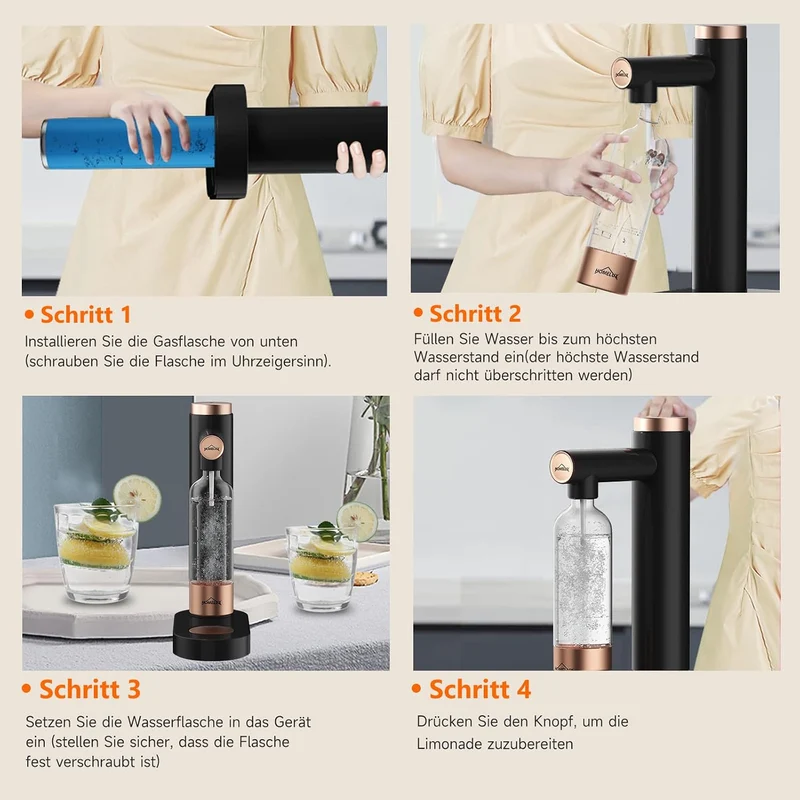 HOMELUX Wassersprudler,Sprudelwasser Maschine Mit 1L PET-Flaschen Bpa-Frei,Soda Maker,Wasser Sprudel