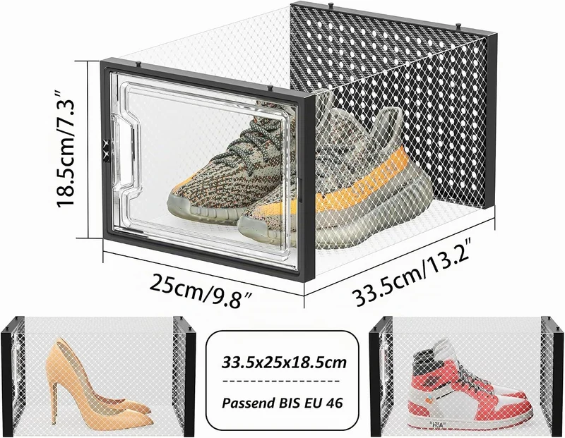 HOMIDEC Schuhboxen, 12er Pack Schuhboxen Stapelbar, Schuhorganizer Schuhaufbewahrung, Schuhkarton mi