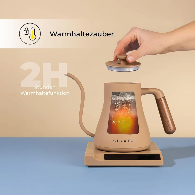 flowPLAY Schwanenhals Wasserkocher 0,6L – Gooseneck Kettle Elektrisch für Pour Over Kaffee, Barista