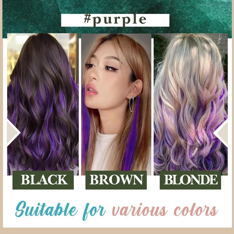 RUNATURE Lila Tape in Extensions Echthaar Bunt 30cm Remy Tape Extensions Echthaar Purple Invisible T