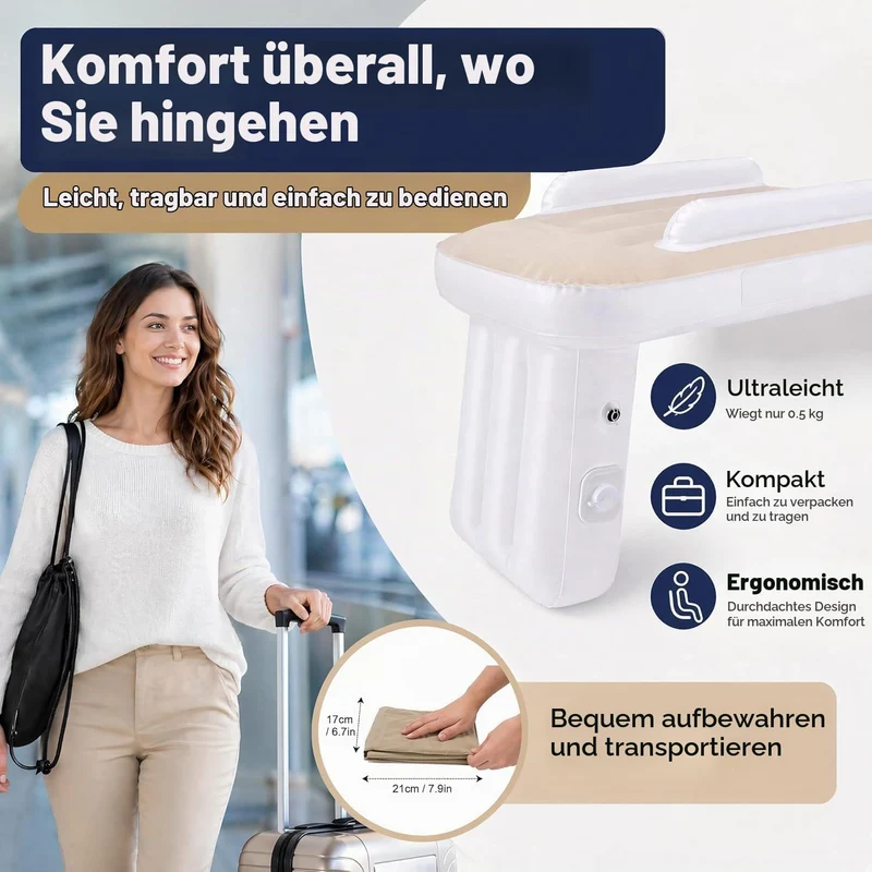 Tragbares Baby Reisebett, Elektrisch Selbstaufblasend, Kompakt & Tragbar, Flugzeugbett für Kleinkind