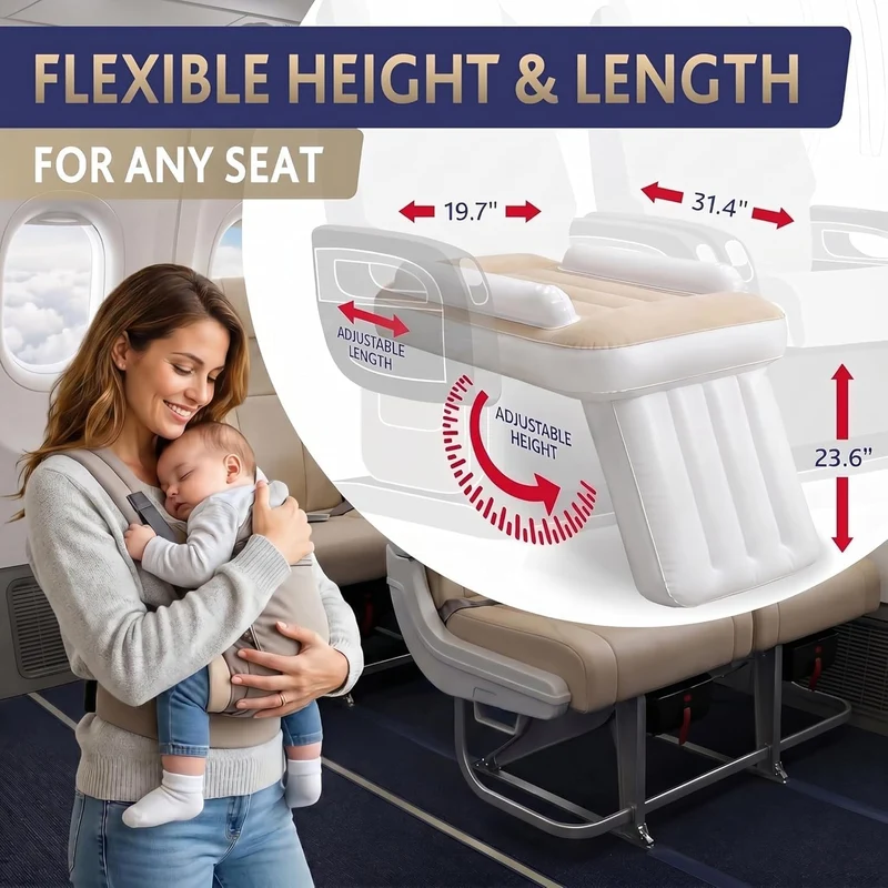 Tragbares Baby Reisebett, Elektrisch Selbstaufblasend, Kompakt & Tragbar, Flugzeugbett für Kleinkind