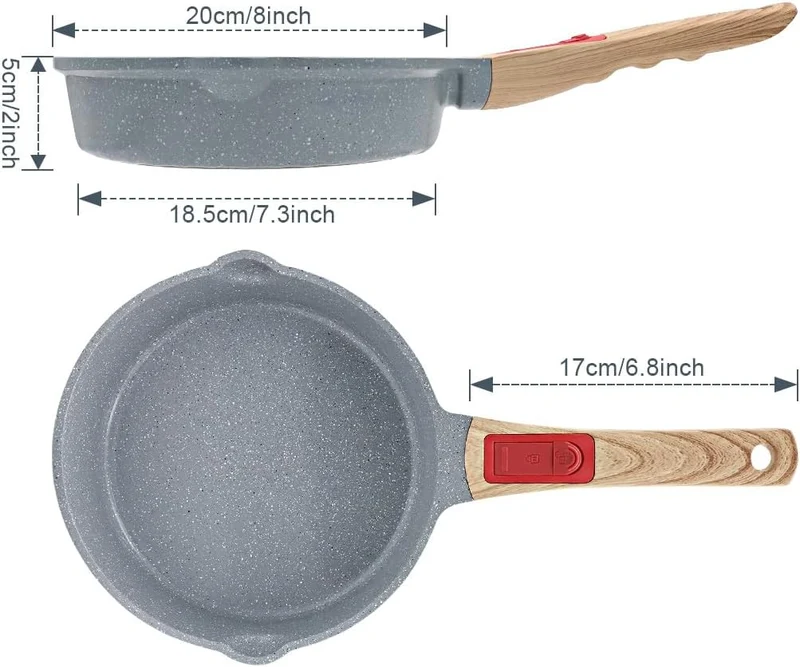 AIKENBBKK keramik pfanne 20 cm, Antihaft Keramikbeschichtung Bratpfanne 20 cm mit Abnehmbarer Griff,