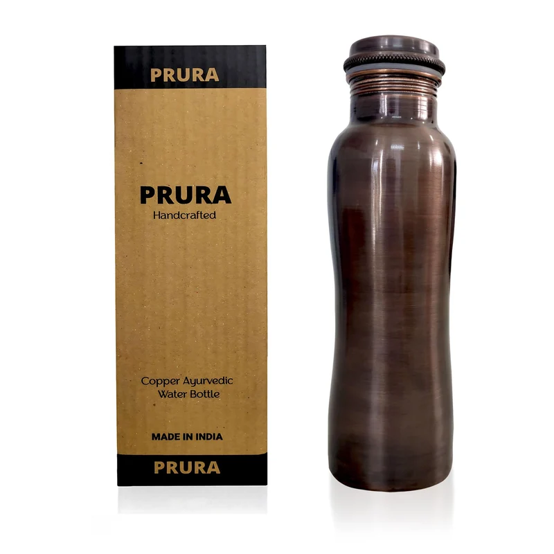 ayurvedische Kupfer-Wasserflasche, auslaufsicheres naturreines Kupfergefäss 900ml/30oz 900 ml Design