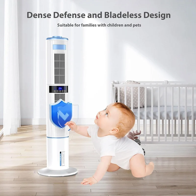 Klimaanlage Mobil, Klimagerät Ohne Abluftschlauch mit leisem Schlafmodus, Turmventilator 65 W, 1–24