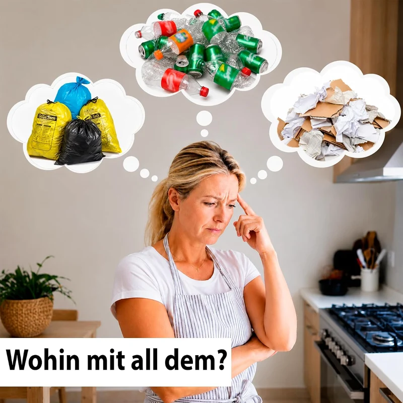 Gelber Sack Ständer Stabil mit Deckel und Innenbeutel– Mülleimer 70-120L für Gelbe Säcke & Recycling