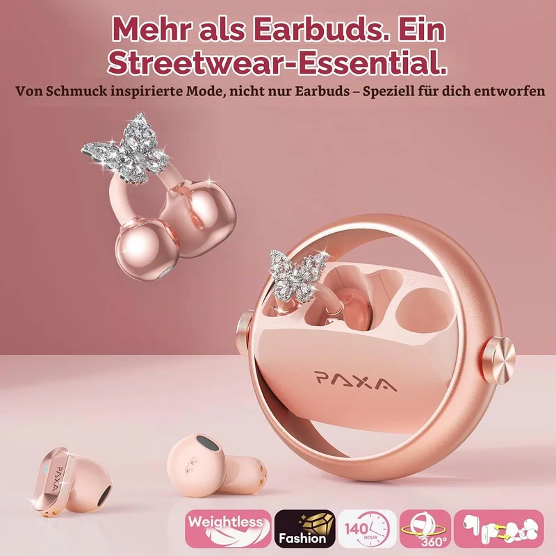 PAXA 3-in-1-Ohrringe Open Ear Kopfhörer, Stylische Modische Open Ear Kabellose Clip kopfhörer In Ear
