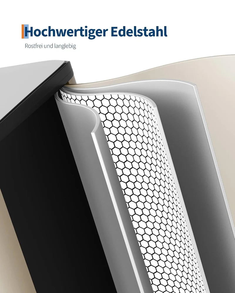 GarveeHome Mülleimer Küche, 2 x 15 L, Mülltrennsystem 2 Fächer, Edelstahl-Tretmülleimer mit 2 getren