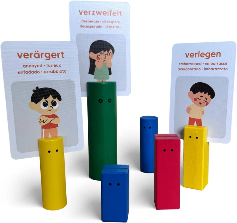 Bunte Systembrett Pro Figuren mit Kartenschlitz und Karten - Hochwertig aus Buchenholz - Systemische