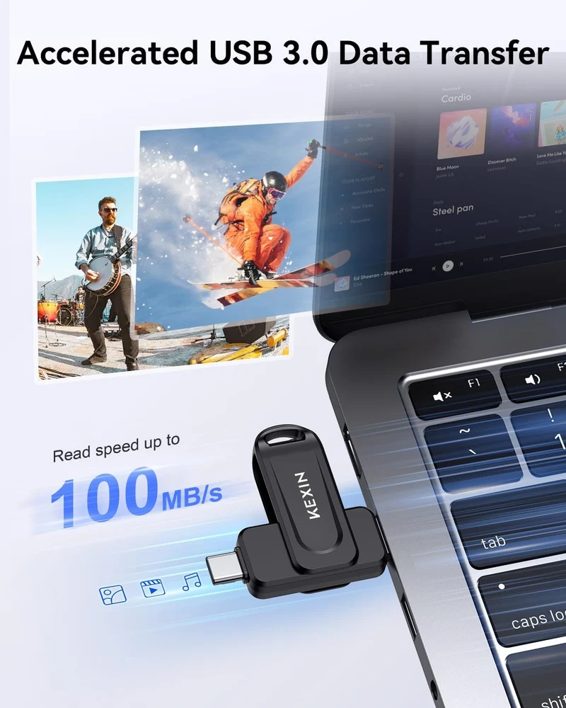 KEXIN USB C Stick 512GB USB 3.0 OTG, bis zu 130 MB/s, Dual-USB Type-C & USB-A Anschlüsse, Speicherst