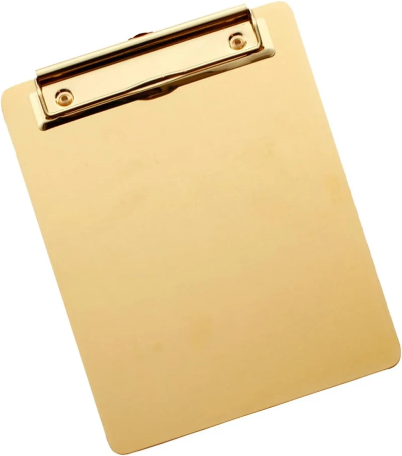 STOBOK Klemmbrett Mit Metallclip Tragbare Schreibunterlage Für Büro Schule Und Zuhause Goldene Oberf