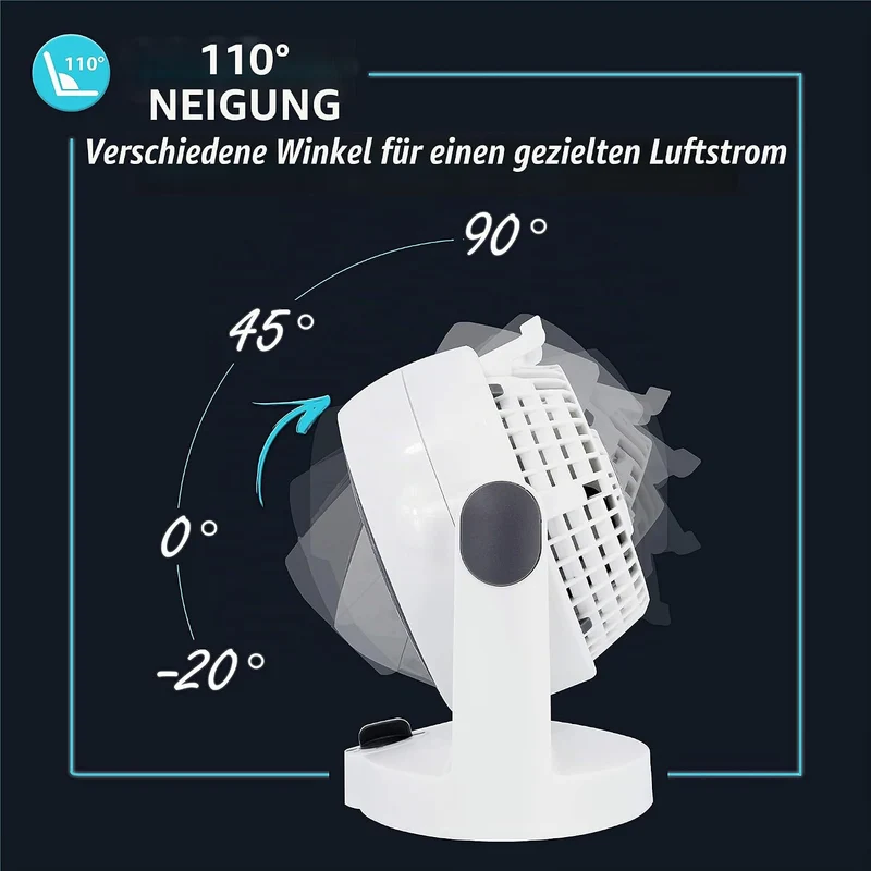 Iris Ohyama Woozoo, Leiser, leistungsstarker & tragbarer Tischventilator, 13m², Reichweite 13m, Vert