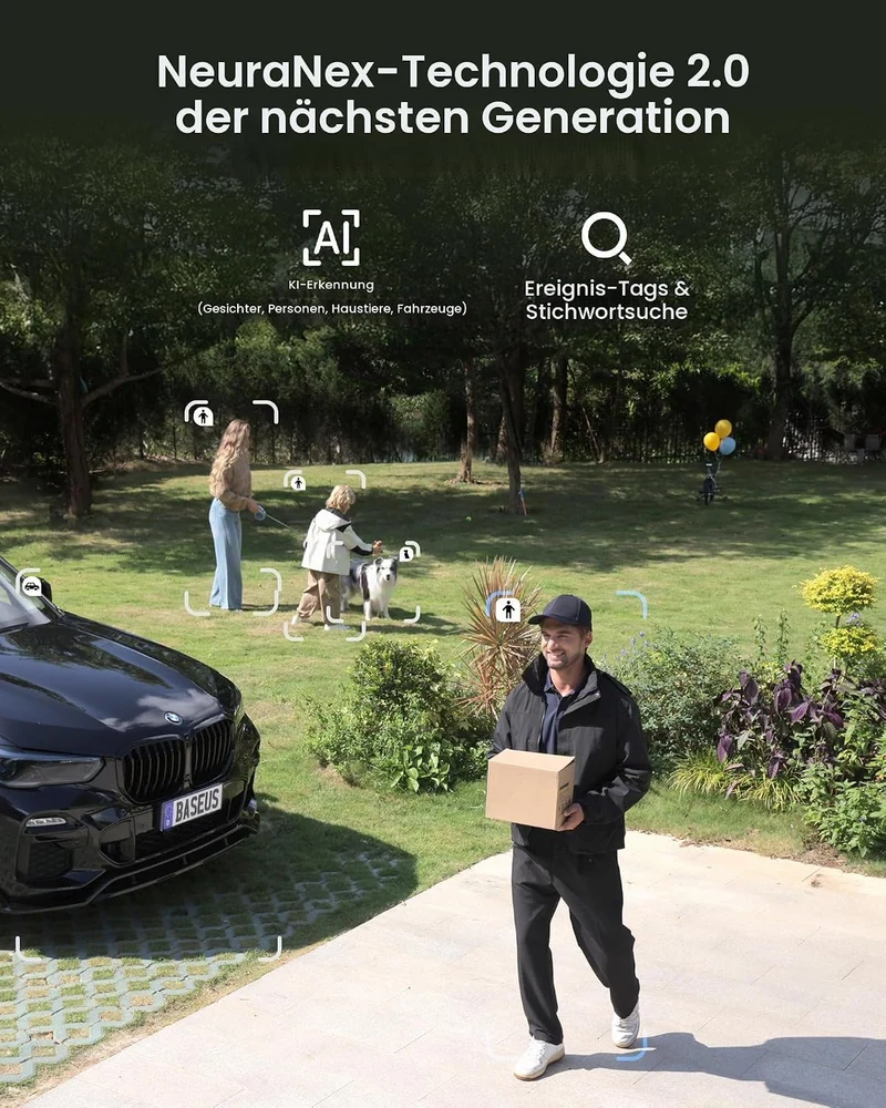 Baseus Security X1 Pro Überwachungskamera Aussen Solar WLAN, Kamera Überwachung Kabellos Dual-Kamera