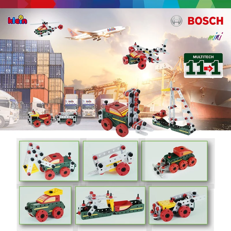 Theo Klein 8422 Bosch Werkbank Nr. 1 | 150-teilig | Inkl. Akkuschrauber, Konstruktionsset, Schleifge